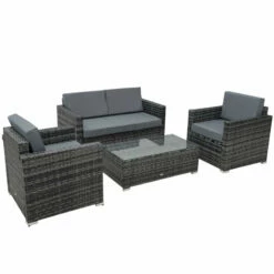 Outsunny Rattan Sofa Set 4 Piece - Grey