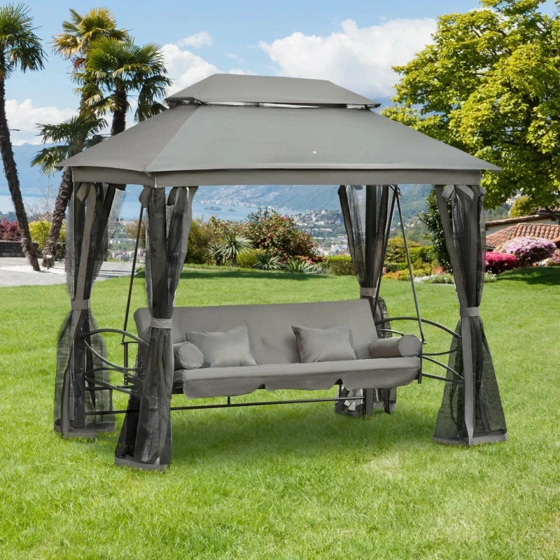 Outsunny Gazebo Swing Seat - Grey 4 Outsunny Gazebo Swing Seat - Grey - Image 2