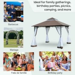 Outsunny Gazebo 3 X 3 Meter Brown -OUTSUNNY Shop 0VP78717e906a8448 96fe9b55 5487 4da9 a713 56fc4f988ccf