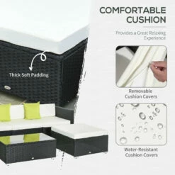 Outsunny Rattan Sofa Set With Coffee Table - Black -OUTSUNNY Shop 0Y788c186543da745 jpg