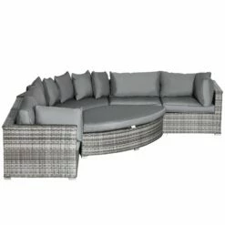 Outsunny Outdoor Rattan Corner Sofa Set 6 Piece - Grey