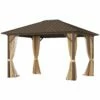 Outsunny Hardtop Gazebo With Curtains 3.6 X 3m - Brown -OUTSUNNY Shop 1 1 38080d70 0ada 428c 96e4 3a502caead31