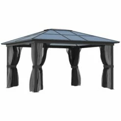 Outsunny Hardtop Gazebo 3.6 X 4m - Black & Dark Grey