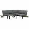 Outsunny Garden Corner Sofa With Table And Side Tables - Black