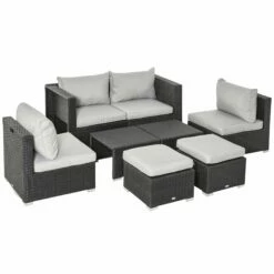 Outsunny Rattan 8pc Sofa Set - Black