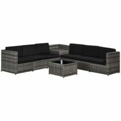 Outsunny Patio Rattan Sofa Set 6 Seater - Grey