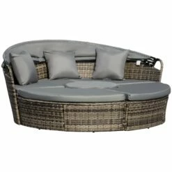 Outsunny Garden Daybed With Table - Grey
