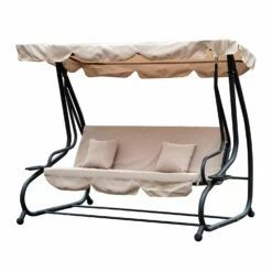 Outsunny 2-in-1 Garden Swing Chair - Light Brown