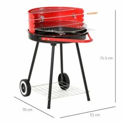 Outsunny Outdoor Charcoal BBQ Grill With Wheels - Red/ Black -OUTSUNNY Shop 1623856945 99401000 6dc3fe05 9a7f 468e ad2e f91b0ec1b224