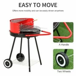 Outsunny Outdoor Charcoal BBQ Grill With Wheels - Red/ Black -OUTSUNNY Shop 1623856949 31998700 cf909fc0 47bd 4c3b 81cc 39337ec58495