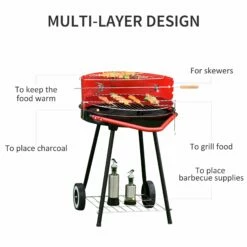 Outsunny Outdoor Charcoal BBQ Grill With Wheels - Red/ Black -OUTSUNNY Shop 1623856952 65747500 23e0324a 36ac 41eb 9ef4 0d2646c2f7c1