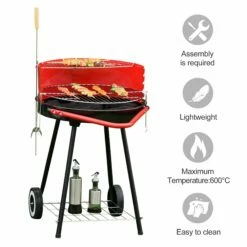 Outsunny Outdoor Charcoal BBQ Grill With Wheels - Red/ Black -OUTSUNNY Shop 1623856956 03916800 2698a1cf 9e31 49aa b7e5 f1d3ab3f48b6