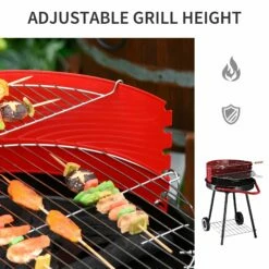 Outsunny Outdoor Charcoal BBQ Grill With Wheels - Red/ Black -OUTSUNNY Shop 1623856959 33511100 f427cae4 6949 4fe0 8a47 e8768a93885c