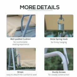 Outsunny Steel Garden Love Seat Swing Chair - Beige -OUTSUNNY Shop 1623857021 48702200