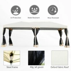 Outsunny 3 X 6 M Pop Up Gazebo With Mesh Sidewalls And Storage Bag, Party Tent Canopy Marquee For Garden, Patio - Beige -OUTSUNNY Shop 1624009103 70224300