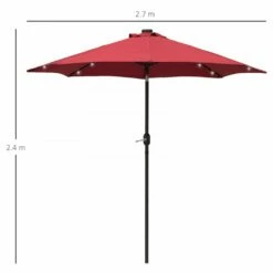 Outsunny Outdoor Umbrella Parasol With LED Solar Lights - Red -OUTSUNNY Shop 1624009119 26046300