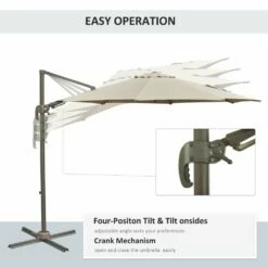 Outsunny Adjustable Angle Hanging Parasol 3 M - Khaki -OUTSUNNY Shop 1624009194 54520300 881fe3f0 bc57 409b 8643 d86e2b73ab59