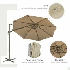 Outsunny Adjustable Angle Hanging Parasol 3 M - Khaki -OUTSUNNY Shop 1624009197 49657700 5534f198 0e0f 47f2 bd47 fa0023cd4402