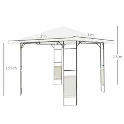 Outsunny Metal Frame Garden Gazebo Black/ Cream -OUTSUNNY Shop 1624009209 03051400