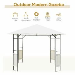 Outsunny Metal Frame Garden Gazebo Black/ Cream -OUTSUNNY Shop 1624009213 11118500