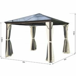 Outsunny Hardtop Gazebo With Side Curtains/ Mosquito Net Panels 3m X 3m -OUTSUNNY Shop 1624009255 03525600 66952b04 9e71 4fd4 8bbd c421f04e71ee