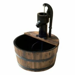 Outsunny Wooden Barrel Water Pump Fountain -OUTSUNNY Shop 1624009445 48014800