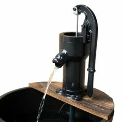 Outsunny Wooden Barrel Water Pump Fountain -OUTSUNNY Shop 1624009450 04165700