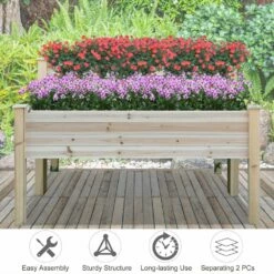 2 Piece Elevated Wooden Planter -OUTSUNNY Shop 1624009607 85027500