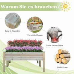 2 Piece Elevated Wooden Planter -OUTSUNNY Shop 1624009610 16597600