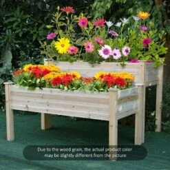 2 Piece Elevated Wooden Planter -OUTSUNNY Shop 1624009614 57560900