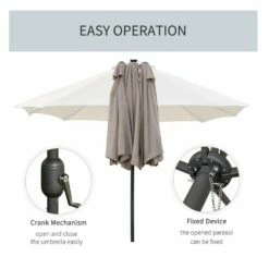 Outsunny 4.4 M Double-Sided Parasol Umbrella With LED Solar Lights - Khaki -OUTSUNNY Shop 1624009697 91290100 eaf965fa 8368 4620 970f e1b9d6d97bba