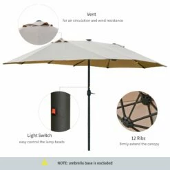Outsunny 4.4 M Double-Sided Parasol Umbrella With LED Solar Lights - Khaki -OUTSUNNY Shop 1624009702 74565500 c16c9791 5a3b 40b2 8f5c 1c6e74c50d1b