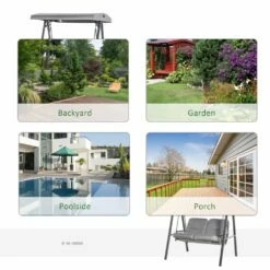 Outsunny- Cushioned Swing Chair With Canopy - Grey -OUTSUNNY Shop 1624009750 70086400