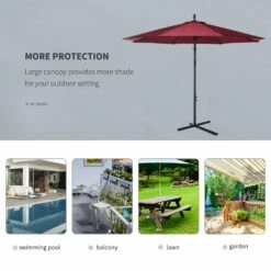 Outsunny Steel Hanging Banana Umbrella Parasol - Red -OUTSUNNY Shop 1624014848 59368000