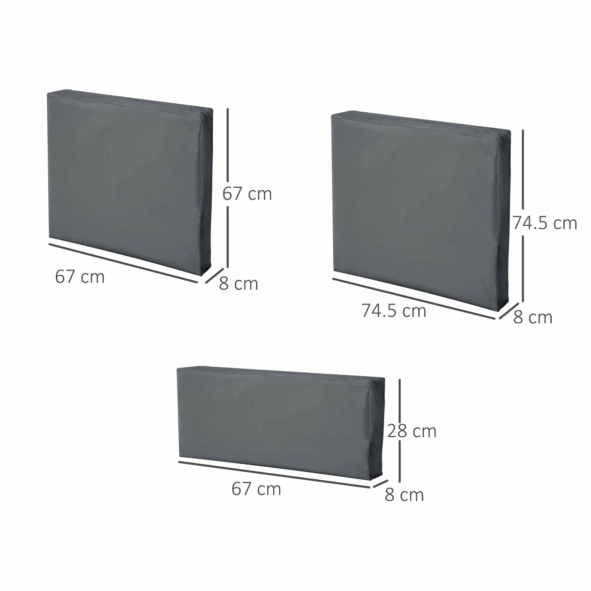 Outsunny Seat Cushion Cover Replacement Set - Grey 6 Outsunny Seat Cushion Cover Replacement Set - Grey - Image 4