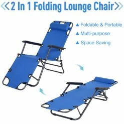 Outsunny Metal Frame 2 In 1 Sun Lounger Chair W/ Pillow Blue -OUTSUNNY Shop 1624014928 09088100 a0392a3a e558 4887 8d34 aca27692e76c