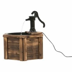 Outsunny Garden Wooden Electric Water Fountain