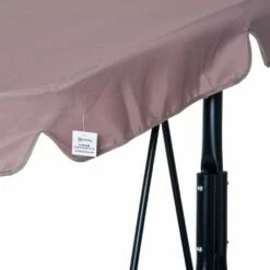 Outsunny 3 Seater Canopy Swing Chair Garden Rocking Bench Heavy Duty Patio Metal Seat W/ Top Roof - Brown -OUTSUNNY Shop 1624014996 39048200