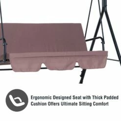 Outsunny 3 Seater Canopy Swing Chair Garden Rocking Bench Heavy Duty Patio Metal Seat W/ Top Roof - Brown -OUTSUNNY Shop 1624015005 12816600