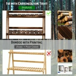 Outsunny 3 Tier Wooden Flower Pot Stand -OUTSUNNY Shop 1624015026 56057100