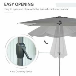 Oasis 3 X 2 M Adjustable Title Crank Garden Parasol - Grey -OUTSUNNY Shop 1624015174 39409100