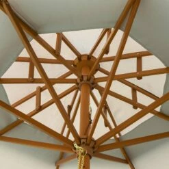 Outsunny Double Tier Wooden Umbrella Parasol 2.7m - Grey -OUTSUNNY Shop 1624015403 35305300