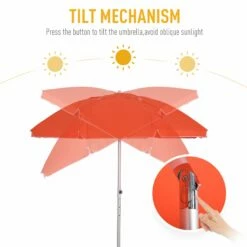 Oasis 1.9 M Beach Umbrella Parasol With Adjustable Angle And Carry Bag - Orange -OUTSUNNY Shop 1624015488 82251700