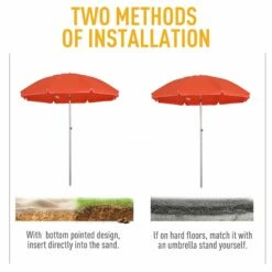 Oasis 1.9 M Beach Umbrella Parasol With Adjustable Angle And Carry Bag - Orange -OUTSUNNY Shop 1624015491 74422900