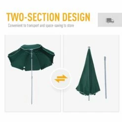 Oasis 2.2 M Steel Beach Umbrella Parasol - Dark Green 16 Oasis 2.2 M Steel Beach Umbrella Parasol - Dark Green -OUTSUNNY Shop 1624015557 43461000