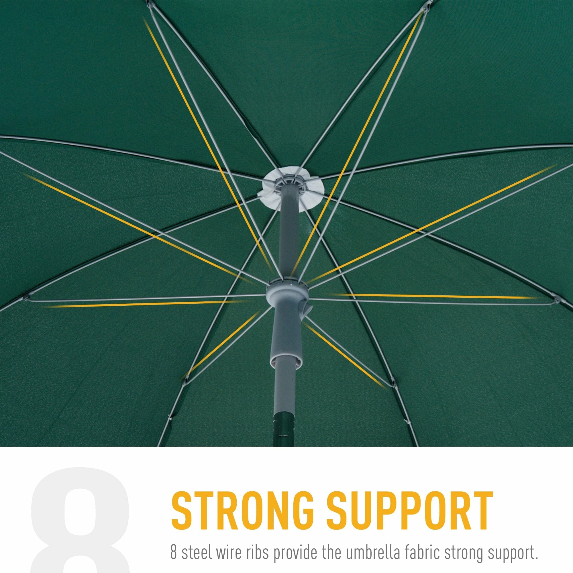 Oasis 2.2 M Steel Beach Umbrella Parasol - Dark Green 9 Oasis 2.2 M Steel Beach Umbrella Parasol - Dark Green - Image 7