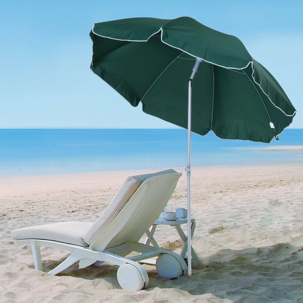 Oasis 2.2 M Steel Beach Umbrella Parasol - Dark Green 12 Oasis 2.2 M Steel Beach Umbrella Parasol - Dark Green - Image 10