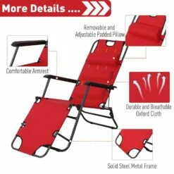 Outsunny-2 In 1 Metal Frame Sun Lounger With Pillow - Red 15 Outsunny-2 In 1 Metal Frame Sun Lounger With Pillow - Red -OUTSUNNY Shop 1624015715 28853200