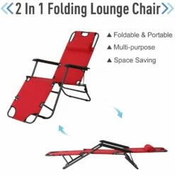 Outsunny-2 In 1 Metal Frame Sun Lounger With Pillow - Red 17 Outsunny-2 In 1 Metal Frame Sun Lounger With Pillow - Red -OUTSUNNY Shop 1624015718 95608200