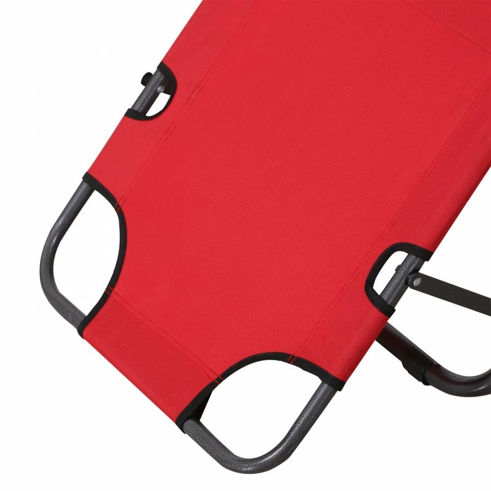 Outsunny-2 In 1 Metal Frame Sun Lounger With Pillow - Red 10 Outsunny-2 In 1 Metal Frame Sun Lounger With Pillow - Red - Image 8